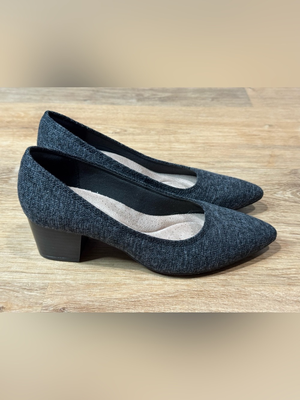 NEW Clarks Ellanie Hope Pumps Charcoal Textile Size 7.5